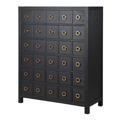 Oversized Black 6 Drawer Chest
