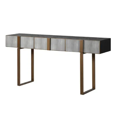 Kyoto Oak and Shagreen 3 Drawer Console Table