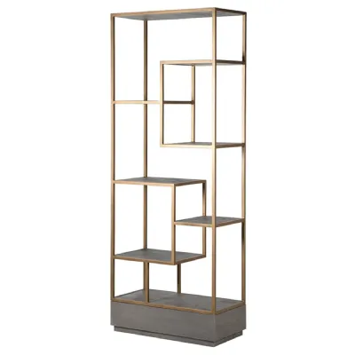 Astor Squares Narrow Multi shelf Gold Display Unit
