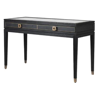 Ebony 2 Drawer Dressing Table with Glass Top