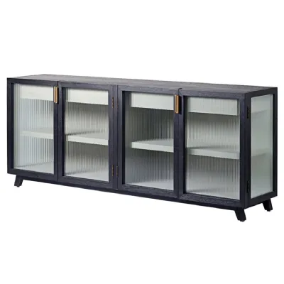 Ribbed Fluted Glass 4 Door Sideboard