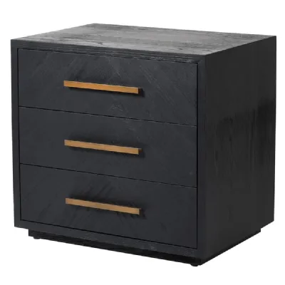 Blk Bedside Brass Handle
