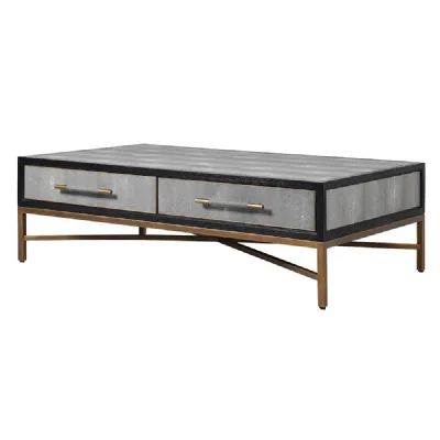 Oak And Shagreen 2 Drawer Coffee Table