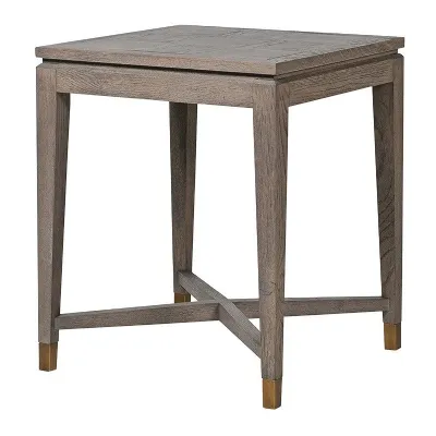 Shabby Chic Squares Patterned Square Side Table With Leg Caps
