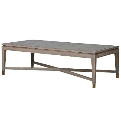 Shabby Chic Squares Patterned Rectangular Coffee Table