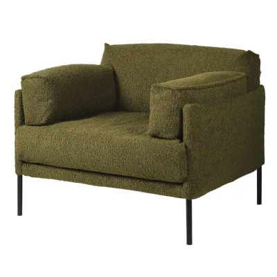 Olive Bouclé Box Occasional Chair