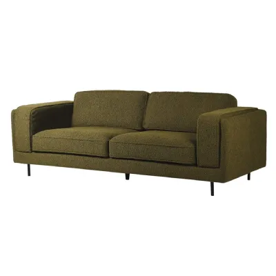 Olive Boucle Box Sofa