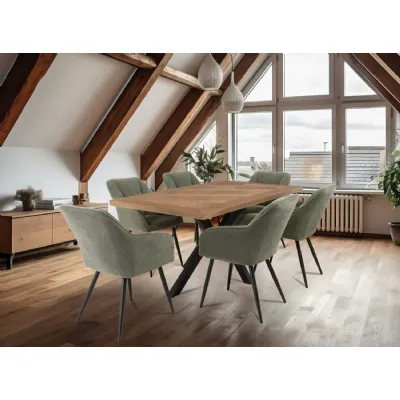 Oak Parquet Designed Top Dining Table Metal Legs 1.6m