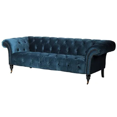 Emerson Prussian Blue Buttoned Sofa