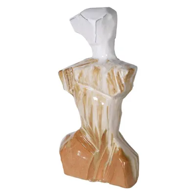 Distressed Orange Figure Sculpture