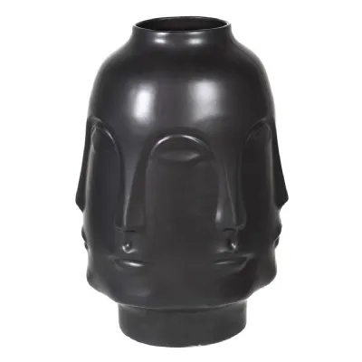 Black Ceramic Multi Faces Vase