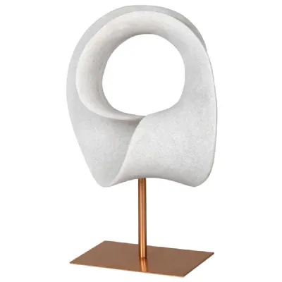Large White Twisted Resin Hoop On Stand