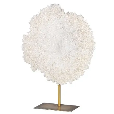 Large White Faux Coral On Stand