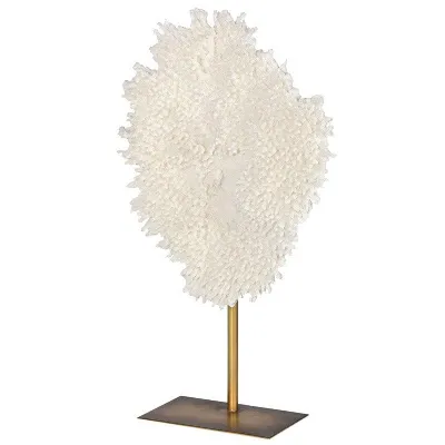 Small White Faux Coral On Stand