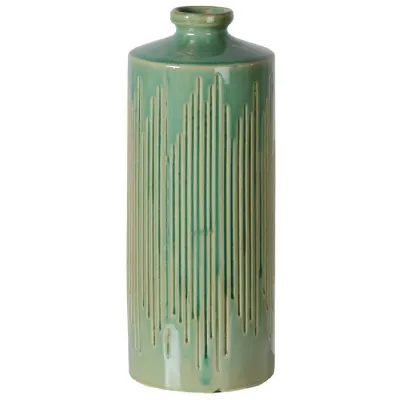 Medium Yellow and Green Bottle Vase
