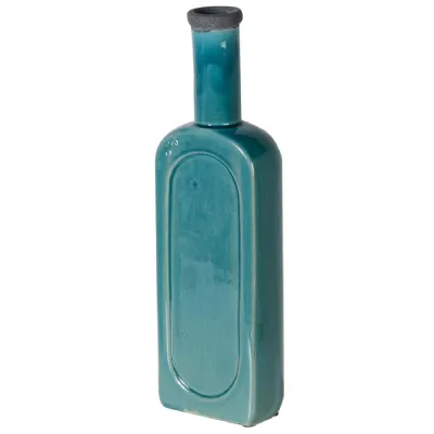 Large Turquoise Bottle Bud Vase
