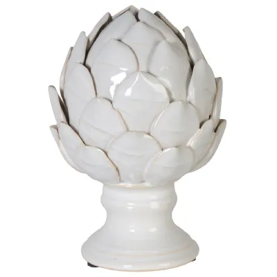 Small White Ceramic Artichoke On Stand
