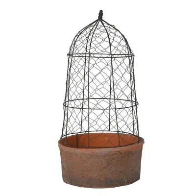 Large Wire Dome and Red Stone Pot