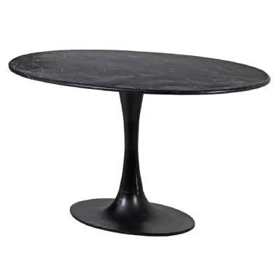 Black Marble Oval Dining Table