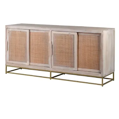 Zahara Cane Double Sliding Doors Sideboard