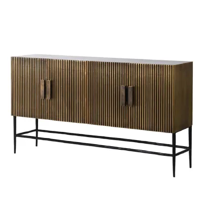 Madison Antique Brass Round Ribbed 4 Door Sideboard