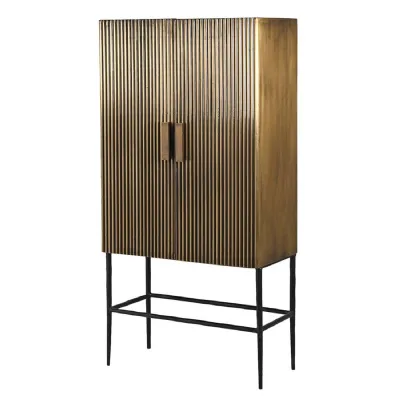 Madison Antique Brass Ribbed 2 Door Cabinet