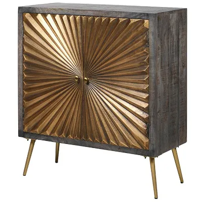 Brass Sunburst 2 Drawer Sideboard