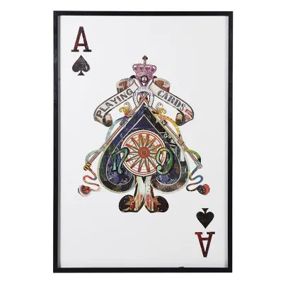 Cool Modern Stylised Ace Of Spades Large Black Framed Picture