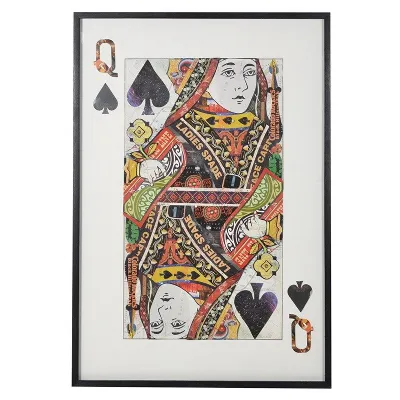 Large Queen of Spades Picture Playing Card in Black Frame