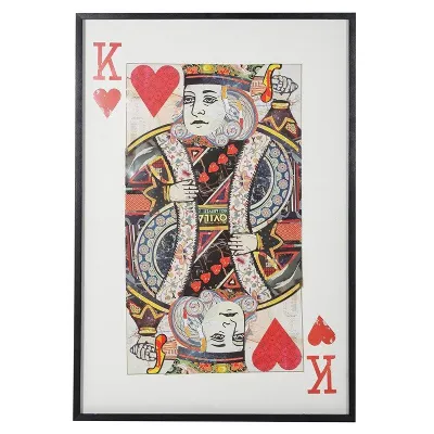 Large King of Hearts Picture Playing Card in Black Frame