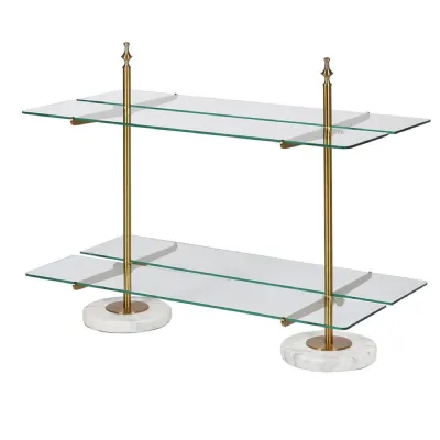 Brass and Glass Shelf Unit with Marble Base