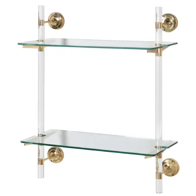 Acrylic and Brass Wall Shelves