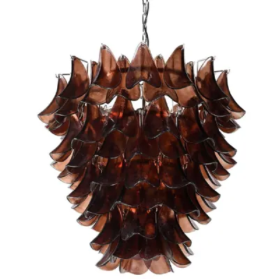 Smoked Glass Tiered Leaf Chandelier