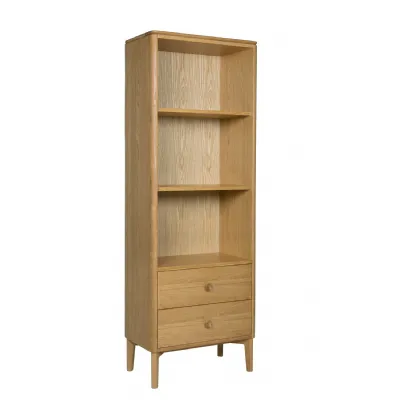 Modern Natural Oak 2 Drawer 3 Shelf Open Storage Unit