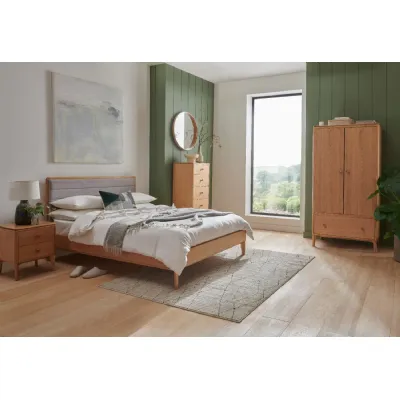 Modern Natural Oak Double 135cm 4ft6in Bed Wooden Legs