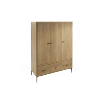 Natural Oak Large 3 Door 3 Drawer Triple Wardrobe
