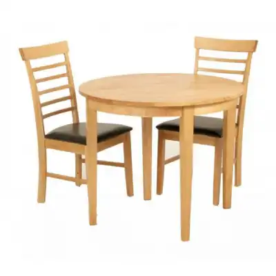 Andover Light Solid Hardwood Half Moon Extending Dining Table And 2 Chairs