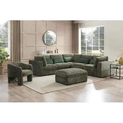 Modern Green Velvet Fabric Storage Ottoman
