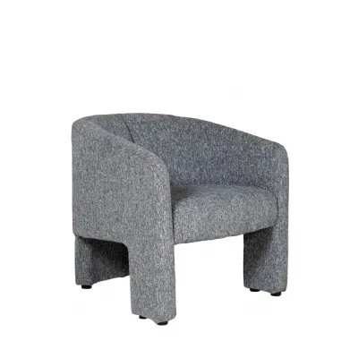 Blue Chenille Fabric Upholstered Curved Accent Chair