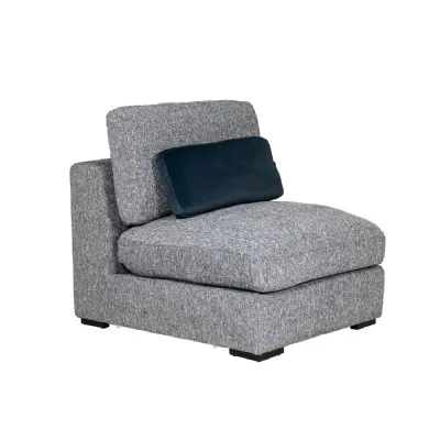 Blue Chenille Fabric Armless Sectional Modular Seat