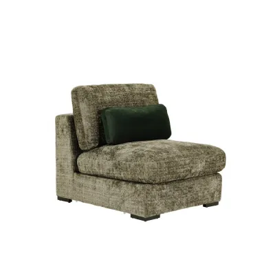 Green Chenille Fabric Armless Sectional Unit