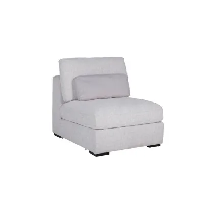 Light Grey Chenille Fabric Armless Sectional with Cushion
