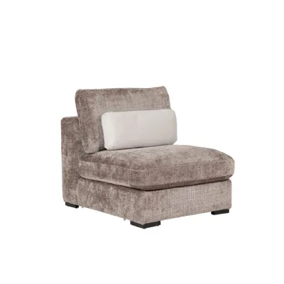 Mink Textured Velvet Fabric Armless Sofa with Cushion