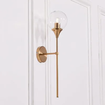 Gold Satin Deco Glass Ball Wall Light