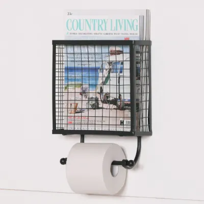Black Wire Toilet Roll and Magazine Holder