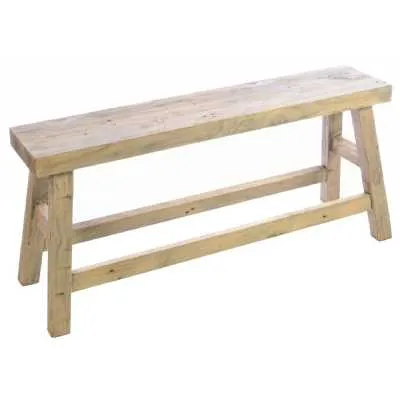 Vintage Rustic Stripped Solid Wood 2 Seater 110cm Dining Bench