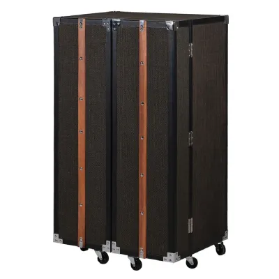 Wood Trim Black Bar Cabinet On Castors