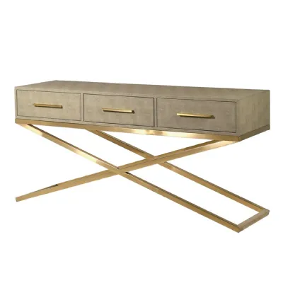 Maxim Sage Faux Shagreen 3 Drawer Console Table