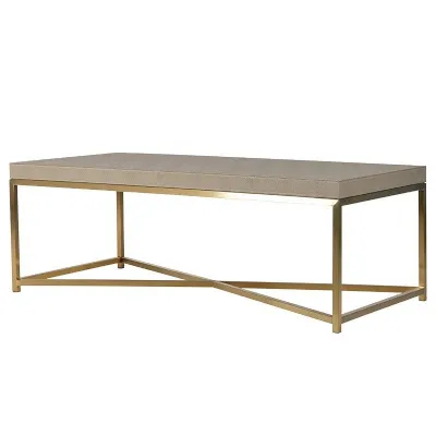 Faux Ostrich Shagreen Leather Coffee Table