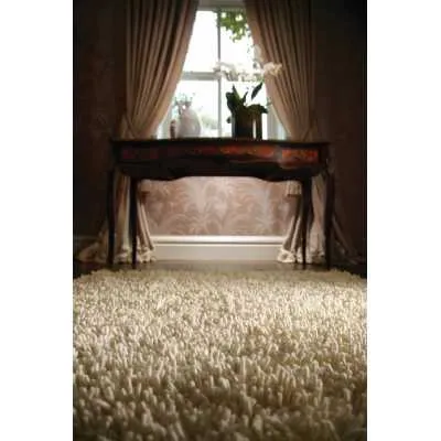 Rug Guru Modern Rectangular Viscose Imperial Ivory Shaggy Wool Rug 200x300cm